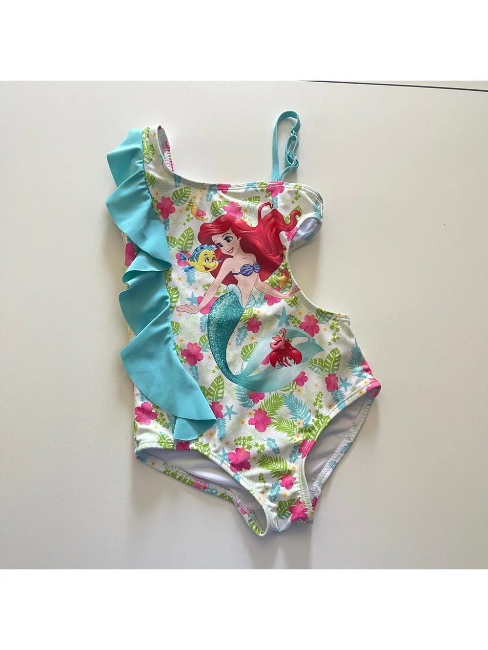 Disney Store Girl's Size 4 One-Piece Ariel Little Mermaid Swimsuit